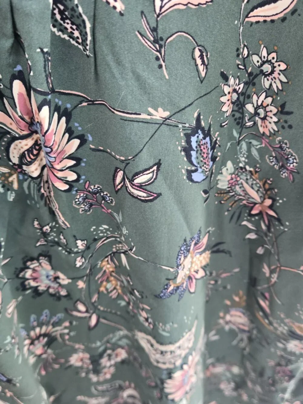 J. Jill Green Floral Pintuck Shirt Dress Rayon Size 3x - Picture 8 of 13